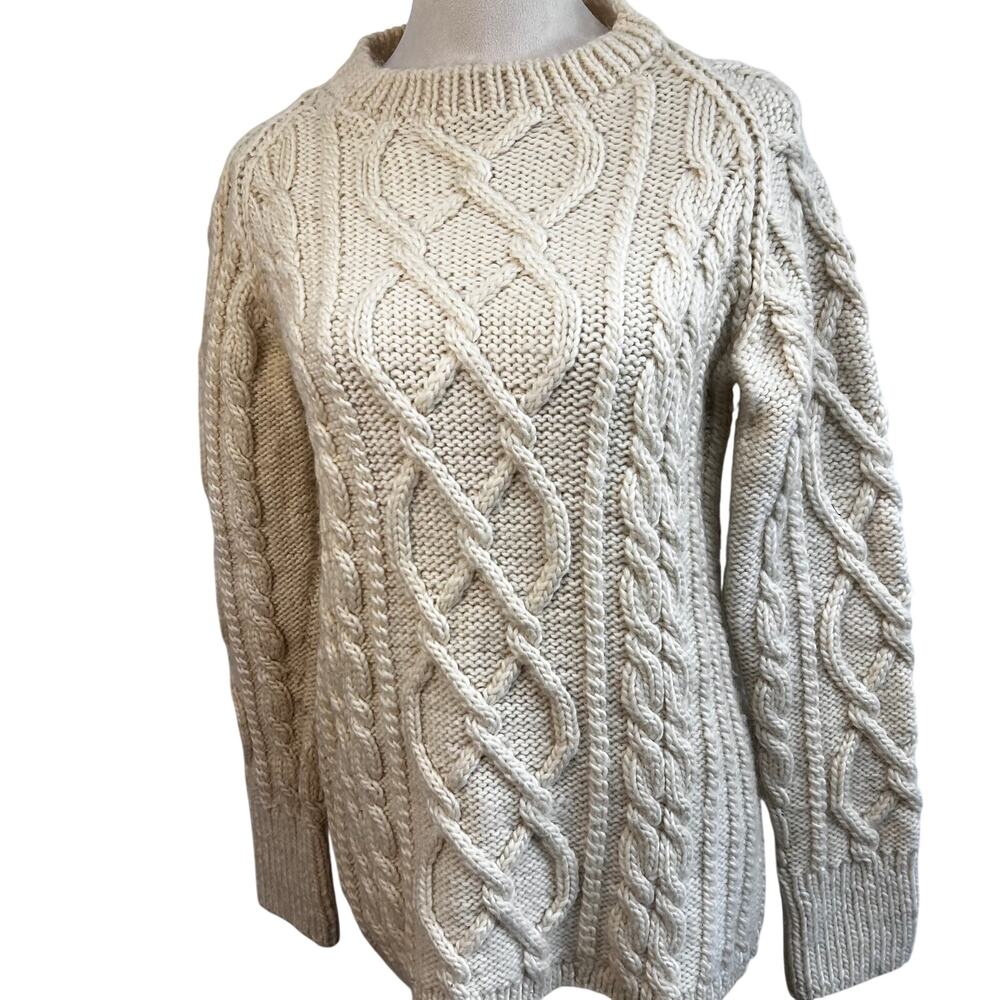 HAND KNIT Cream Cable Knit Sweater • Chunky Fisherman Style • Women’s Medium